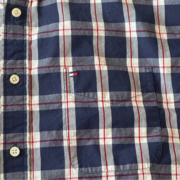 Tommy Hilfiger Classic Fit Buttondown Shirt Blue Plaid Check Men’s XLT - Picture 3 of 5